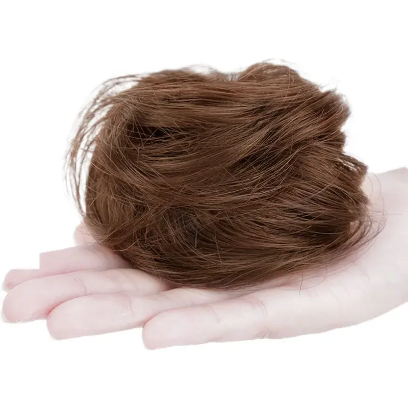 Natural Looking Women's Fiber Hair Bun Wig Fake Hair Flower Head Straight Hair Ring Artificial Hair Bundles Hair Extensions