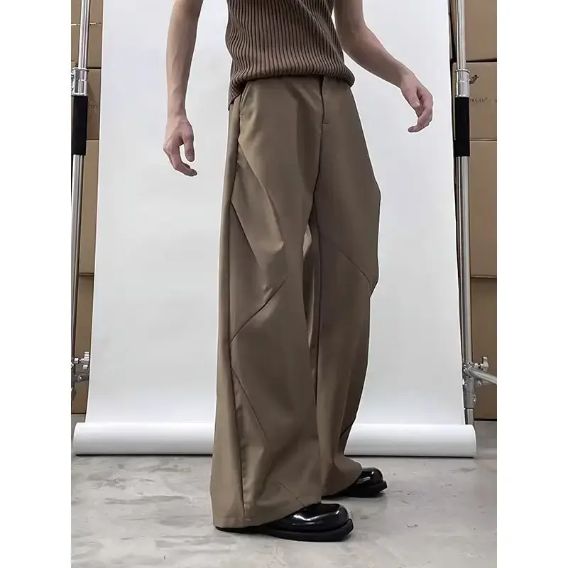 Men's Summer Lightweight Korean Trendy Straight-Leg Loose-Fit Sports 9/10/11 Inch Wide-Leg Ice Silk Casual Trousers