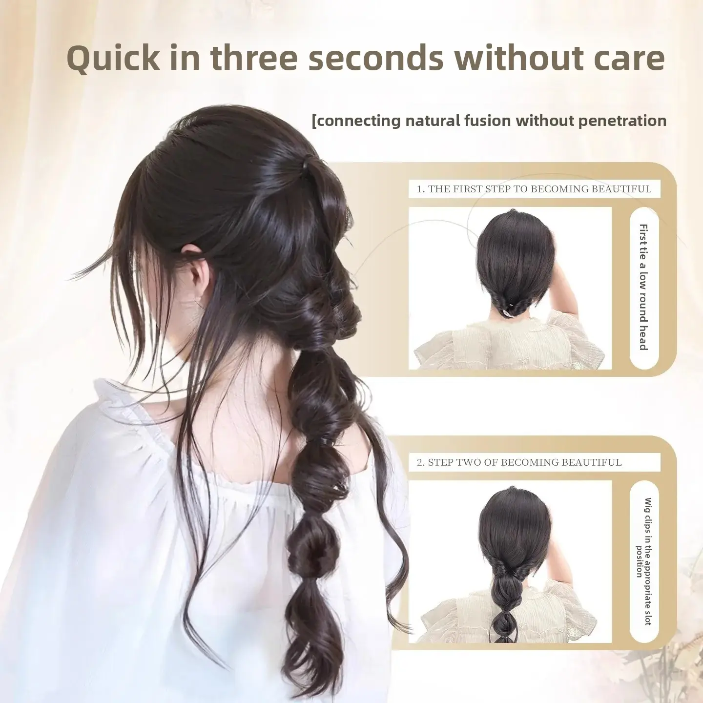 Natural Looking Hair Extensions Braids Bubble Braids Detachable Ponytail Hairpieces for Women Artificial Hair Ties Included