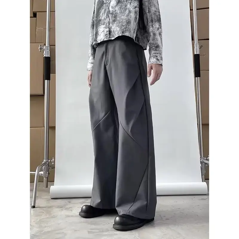 Men's Summer Lightweight Korean Trendy Straight-Leg Loose-Fit Sports 9/10/11 Inch Wide-Leg Ice Silk Casual Trousers