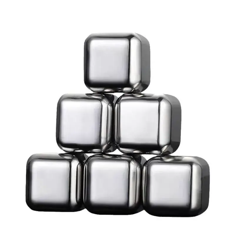 Stainless Steel Creative Metal Ice Cubes Speed Freezing Iron Stone Ice Blocks Square Ice Chillers For Bars Restaurants And Home 