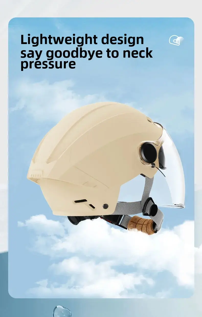Motorcycle Helmet Sun Protection Half Helmet Riding Safety Cap Men Women's Summer Electric Bottle Certified By 3C Origin Factory