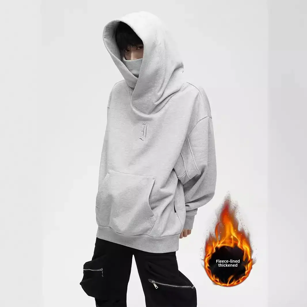 Men's Hoodie Sweatshirt Winter Thickened Fleece American Style High Street Outerwear Casual Comfortable Loose Fit Streetwear