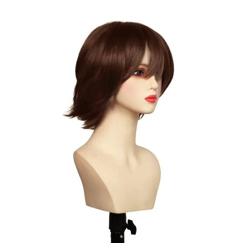 Middle Age Disease Also Requires Love Rich Maple Hero Cosplay Wig Deep Brown Curled Short Wig Anime True Show Mechanism Wig