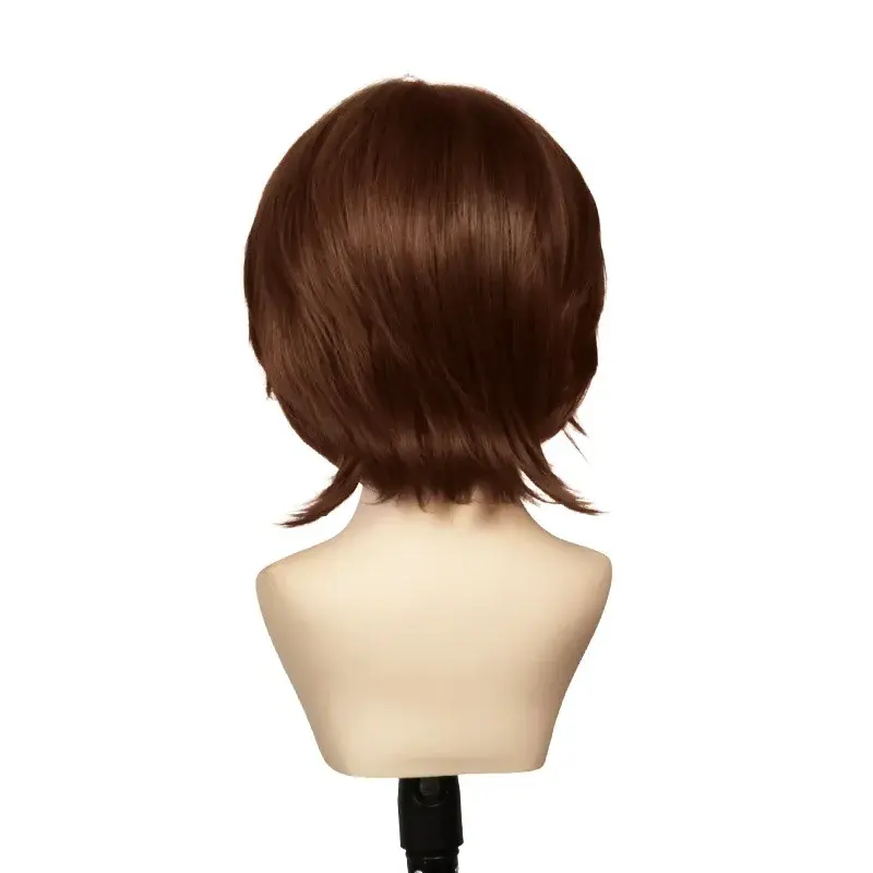 Middle Age Disease Also Requires Love Rich Maple Hero Cosplay Wig Deep Brown Curled Short Wig Anime True Show Mechanism Wig