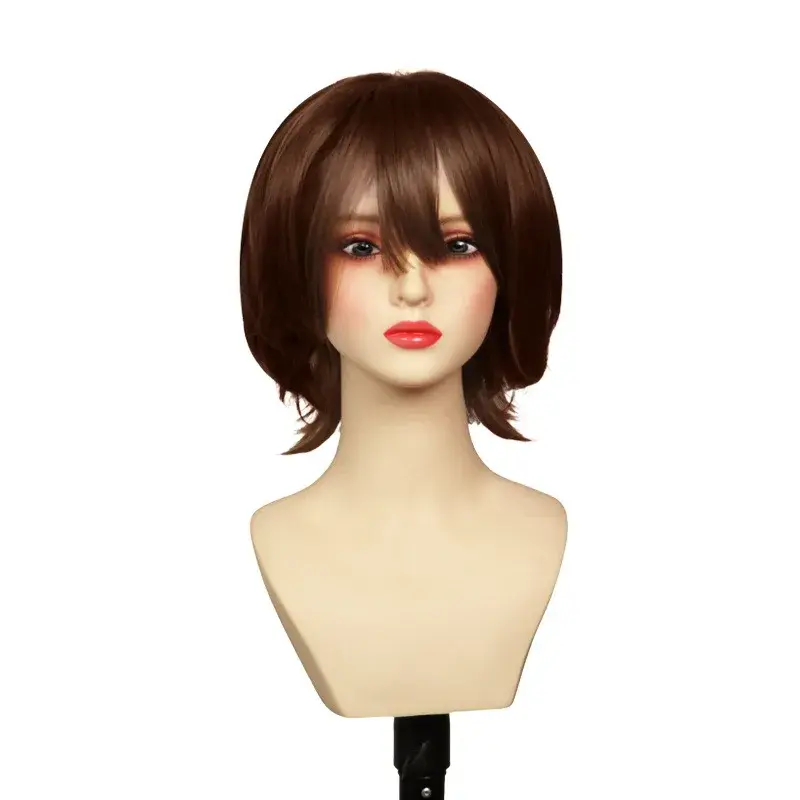 Middle Age Disease Also Requires Love Rich Maple Hero Cosplay Wig Deep Brown Curled Short Wig Anime True Show Mechanism Wig