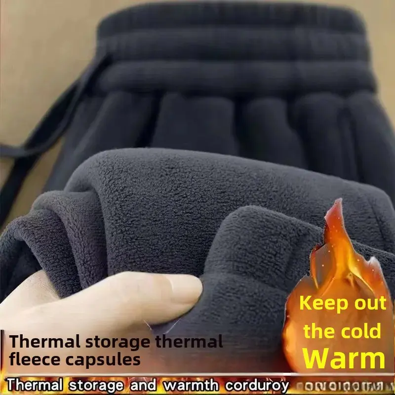 Double-Sided Zippered Fleece Pants For Men Thickened Winter Warm Sweatpants Casual Loose Fit Outerwear Trousers