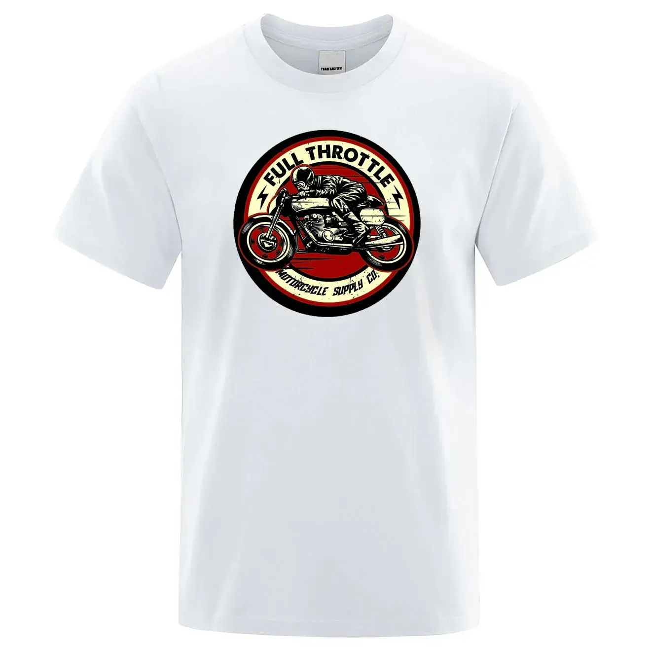 Fashionable Casual Cotton T-Shirt For Men Short Sleeves Oil Accelerator Cafe Racer Rockabilly Printed T Shirt Spring Autumn