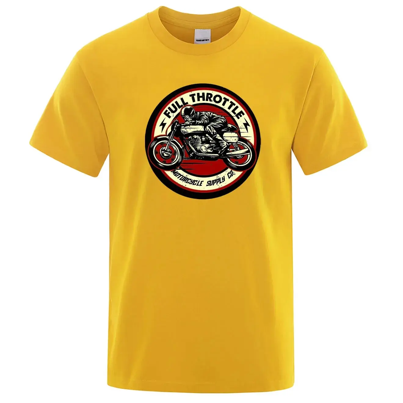 Fashionable Casual Cotton T-Shirt For Men Short Sleeves Oil Accelerator Cafe Racer Rockabilly Printed T Shirt Spring Autumn