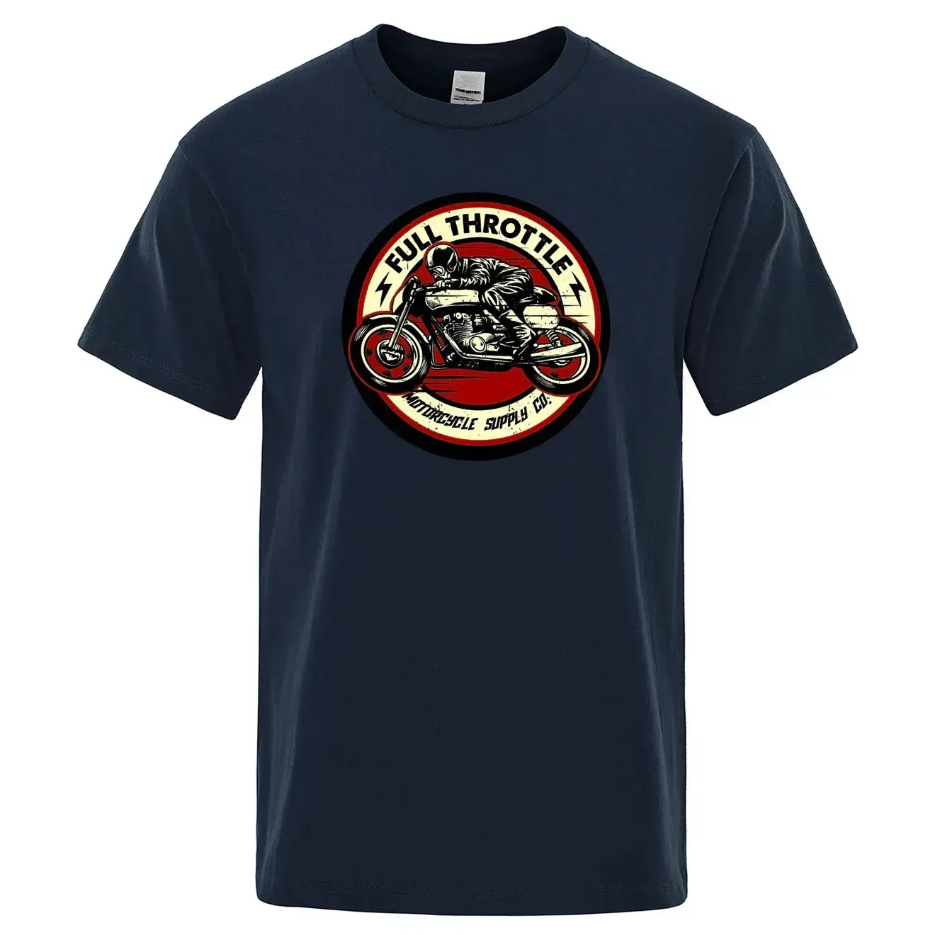 Fashionable Casual Cotton T-Shirt For Men Short Sleeves Oil Accelerator Cafe Racer Rockabilly Printed T Shirt Spring Autumn