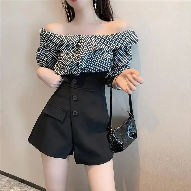 High-Waisted Irregular Shorts Skirt Women's Summer New 2024 Slimming A- Line Wide-Leg Skort Casual Fashion Female