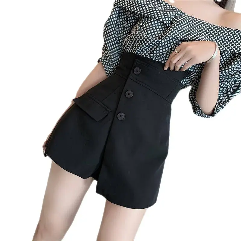 High-Waisted Irregular Shorts Skirt Women's Summer New 2024 Slimming A- Line Wide-Leg Skort Casual Fashion Female