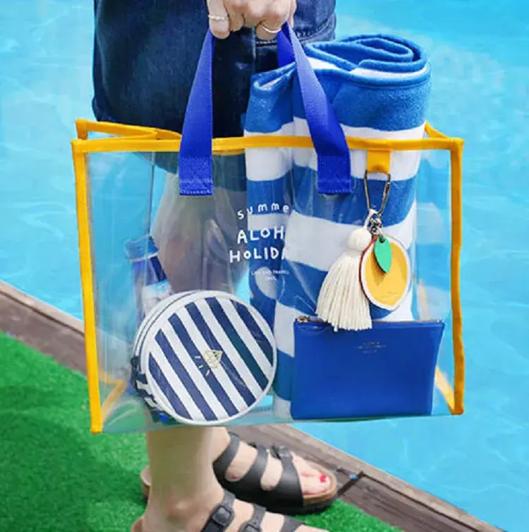 Transparent PVC Waterproof Storage Bag For Swimming Beach Travel Carry-On Shower Bag Toiletries Cosmetics Home Goods