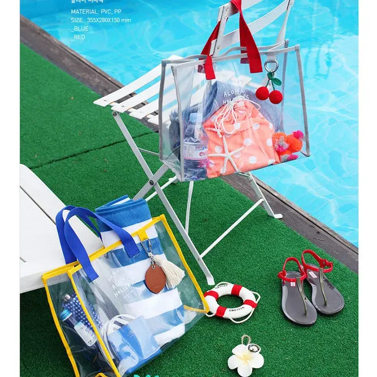 Transparent PVC Waterproof Storage Bag For Swimming Beach Travel Carry-On Shower Bag Toiletries Cosmetics Home Goods