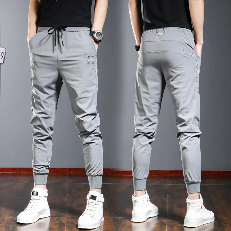 Casual Slim Fit Men's Sports Pants Ins Spring Autumn Lightweight Harem Pants Quick Dry Workout Leggings Versatile