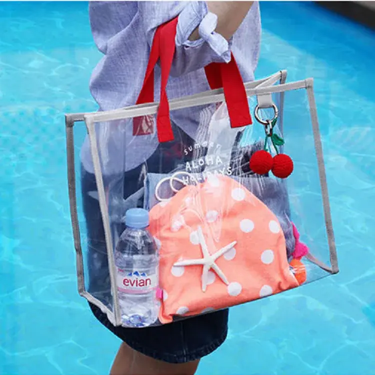 Transparent PVC Waterproof Storage Bag For Swimming Beach Travel Carry-On Shower Bag Toiletries Cosmetics Home Goods