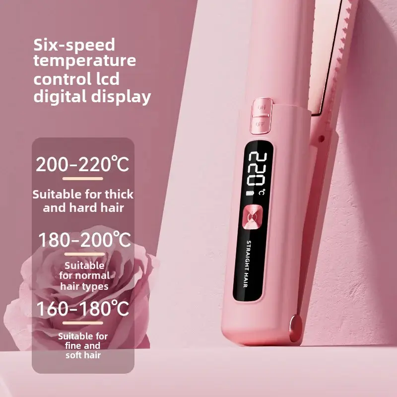 Portable Ceramic Coated Hair Curler And Straightener Damage Free Home Use Rechargeable Hair Styling Tools Salon Accessories