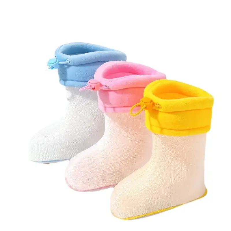 Children's Rain Boots Detachable Inner Lining Thickened Fleece Lined Rain Boots Autumn/Winter New Style Cotton Sock Liner