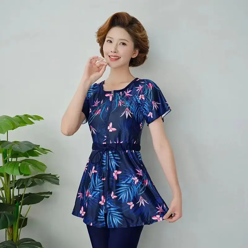 Conservative Mom Swimsuit Hot Sale Of The Season New Large Size Slimming Mid-Aged And Elderly Sports Separate Ladies Hot Spring