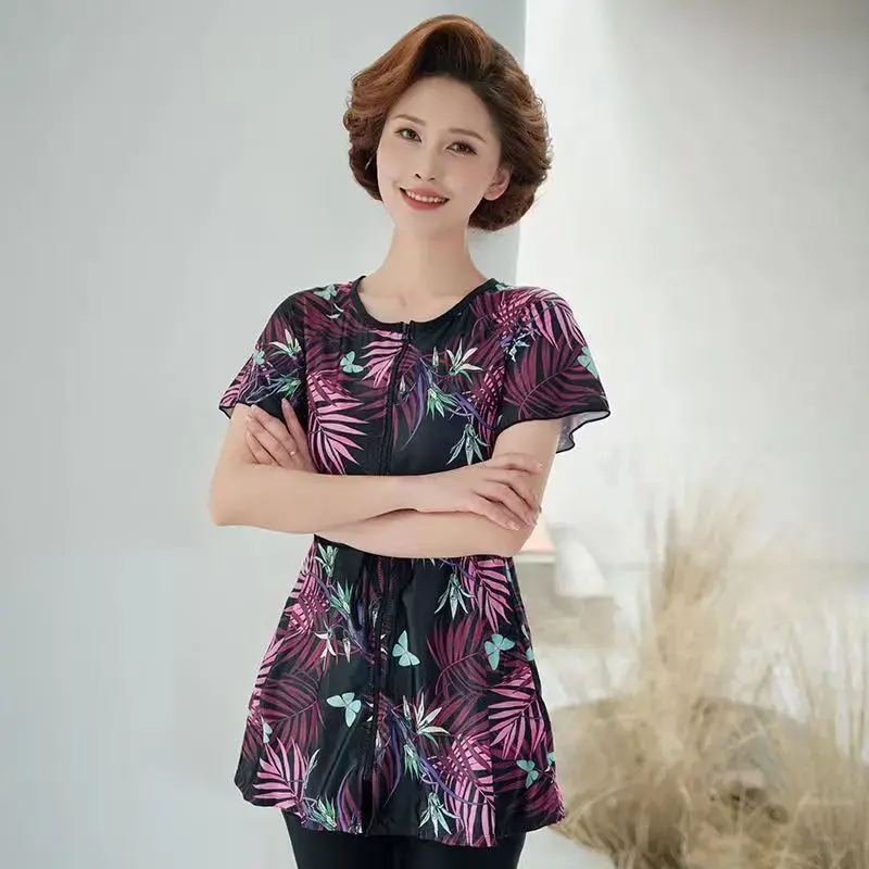 Conservative Mom Swimsuit Hot Sale Of The Season New Large Size Slimming Mid-Aged And Elderly Sports Separate Ladies Hot Spring