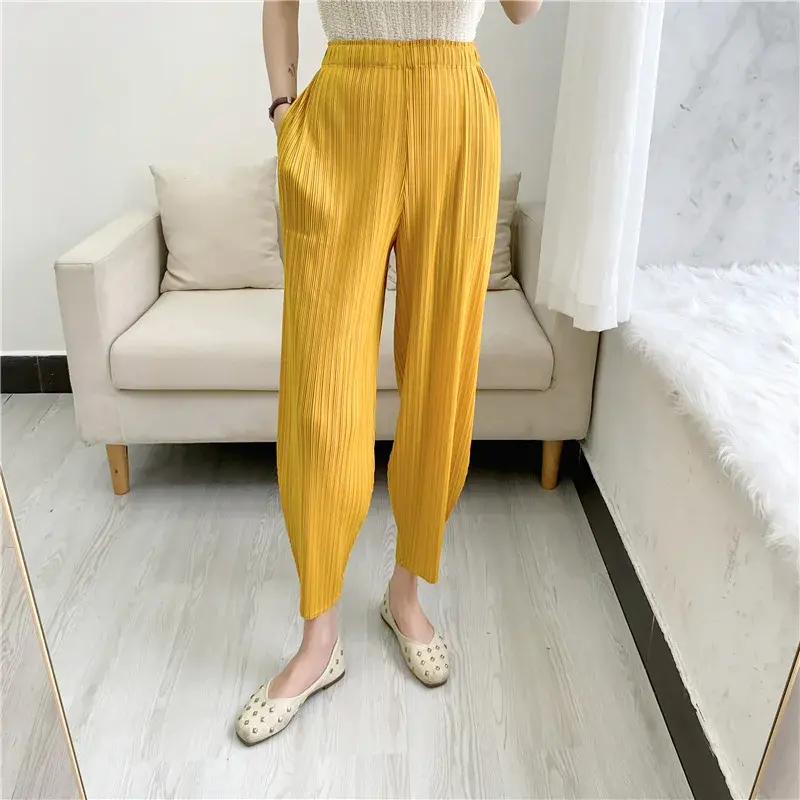 Casual Harem Pants Pleated Slimming Fashionable Summer New Style Grandmother Nine Points Gored Skirt Pants Elegant Commuting