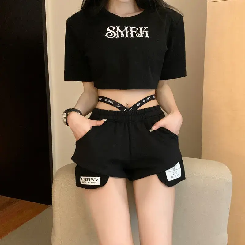Hot Girl Casual Sports Shorts Women Summer Leg Lengthening Design A- Line Hot Pants Slim Wide Leg Trendy Pants