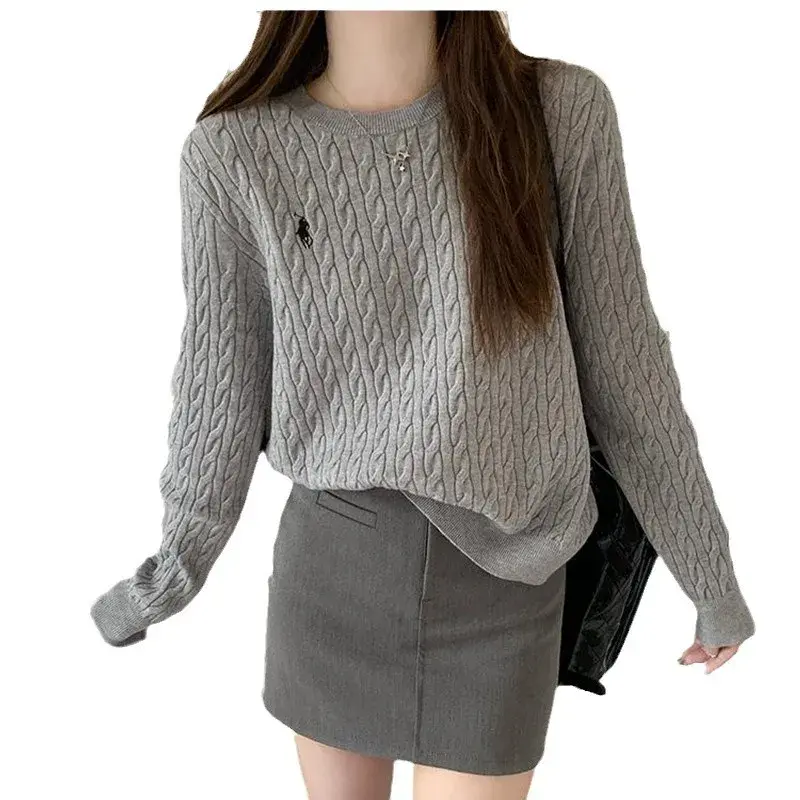Soft And Supple Women's Autumn/Winter Cable Knit Sweater High-End Feel 2024 New Style Knitted Top Inner Layer