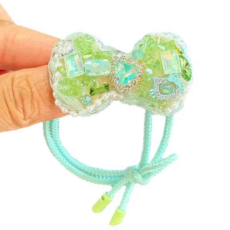 Shiny Elegant Butterfly Knot Hair Ties Spring Summer Style Cute Ball Head Hair Accessories Full of Rhinestones Hair Bands