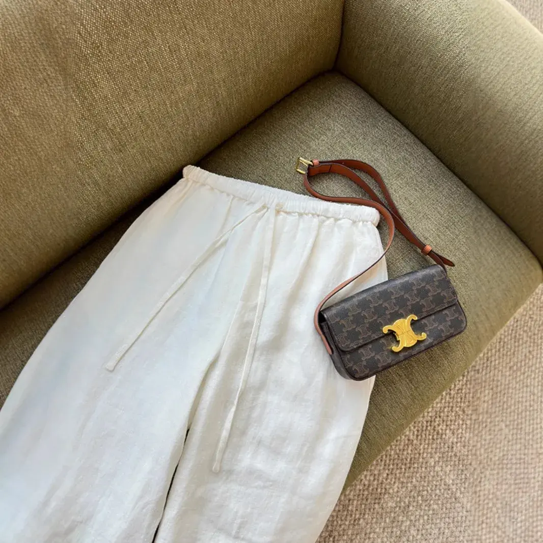 Comfortable Pure Linen Straight Leg Pants with Elastic Waist And Belt Design Ideal for Women High Quality Product Recommended