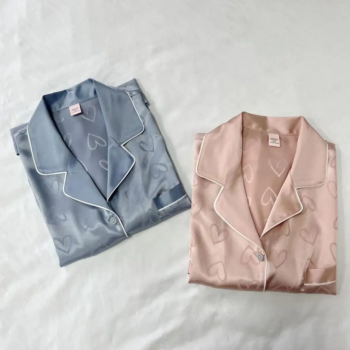 High-end Feelwomen's Ice Silk Long Sleeve Pajama Set 2023 New Arrival Popular Heart Design Summer Thin Homewear For Students