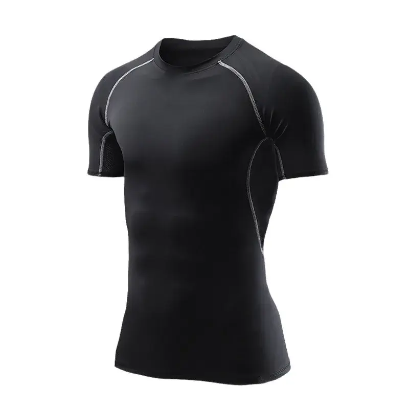 Men's Fitness Morning Run Suit Ice Silk Quick Dry Swimming Trunks Cycling Tight Bodygear round Neck Sportswear from Mainland Chi