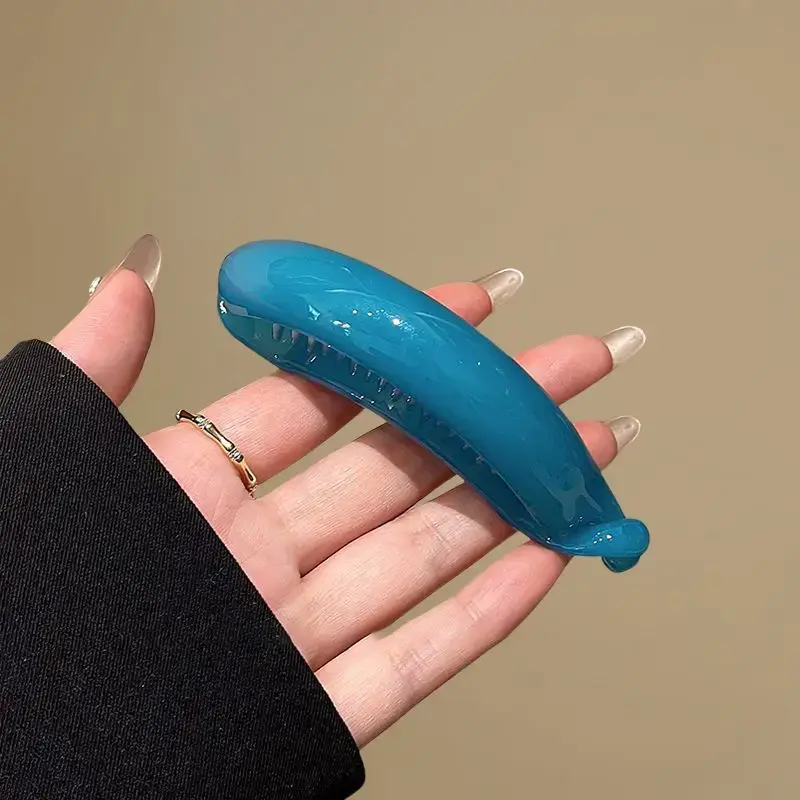 Peacock Blue Hair Clip Women's High Ponytail Shark Clamp Elegant Hairdo Professional Salon Hair Accessories