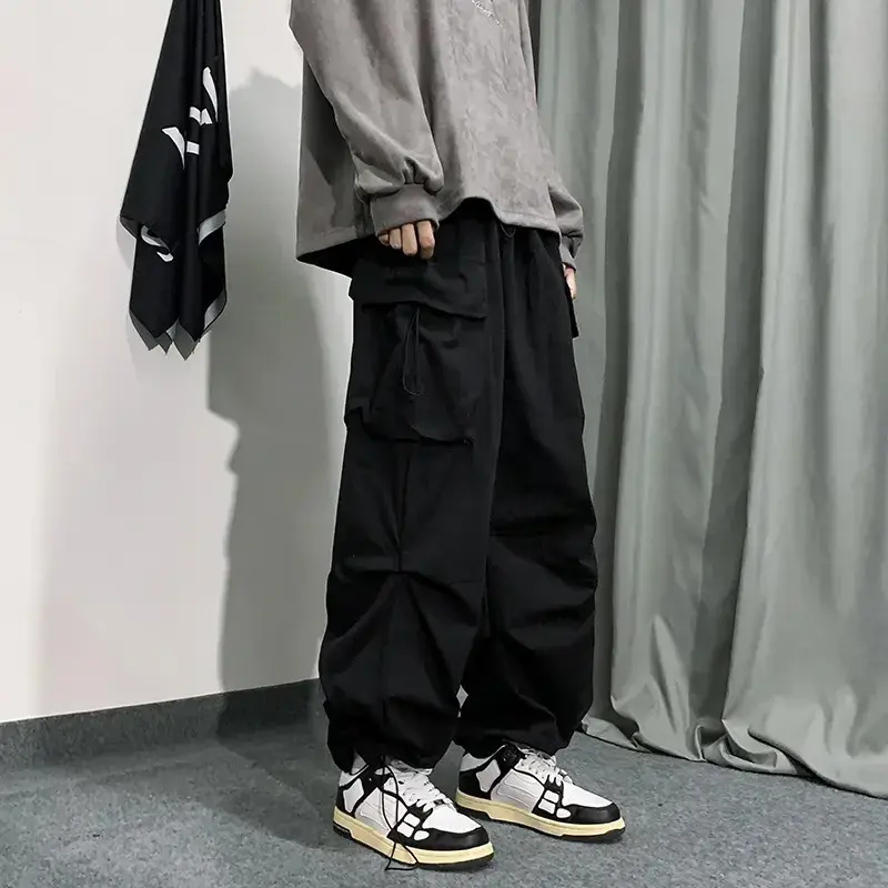 American Style High Street Design Sensibility Loose-Fit Casual Pants For Men Mid-Calf Length Wide Leg Pants