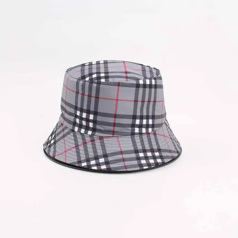 Casual Plaid Fishing Cap Spring Summer Bucket Hat Double-Sided Wear Couple Sunshade Hat Leisure Sun Protection Hat Trendy Brand 