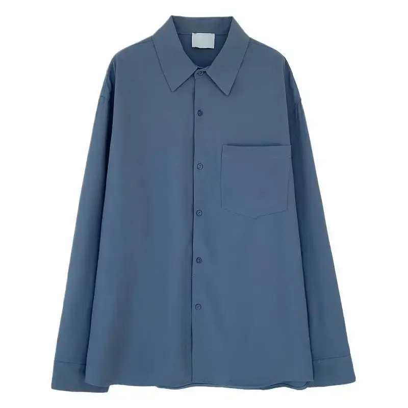 Men's Long Sleeve Shirt Spring Autumn Casual Korean Style Pure Color Drapey No Ironing Versatile Fashion New Model