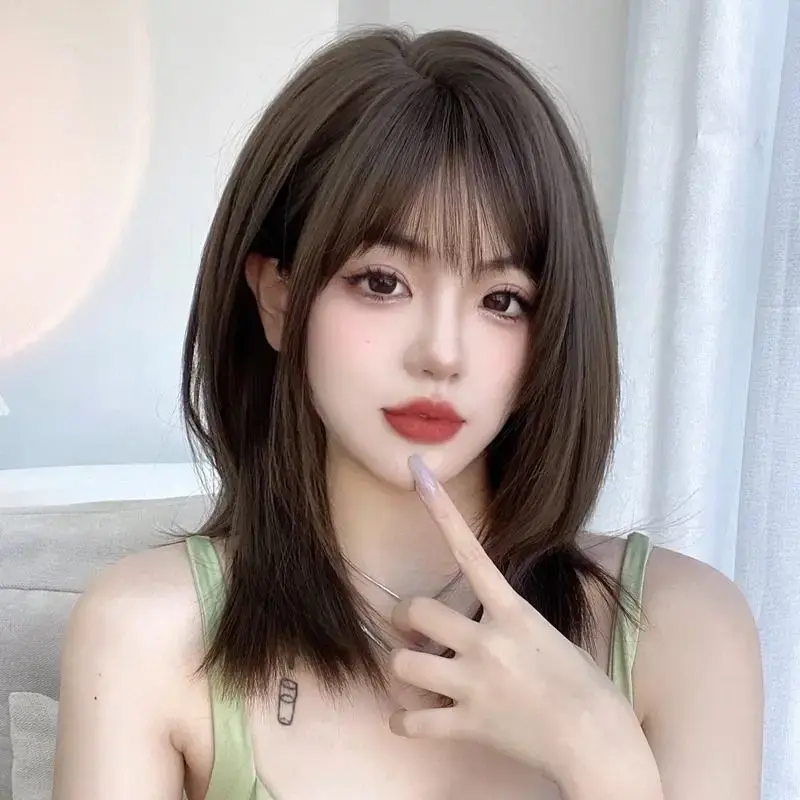 Natural Short Hair Wig for Women Full Head Cover Cute Affordable Popular Shoulder Length Hair Extensions Easy to Wear And Mainta