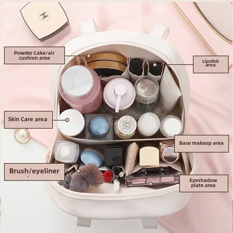 Portable Travel Large Capacity Pu Handheld Cosmetic Bag Desktop Makeup Storage Bag For Toiletries Cosmetic Separation
