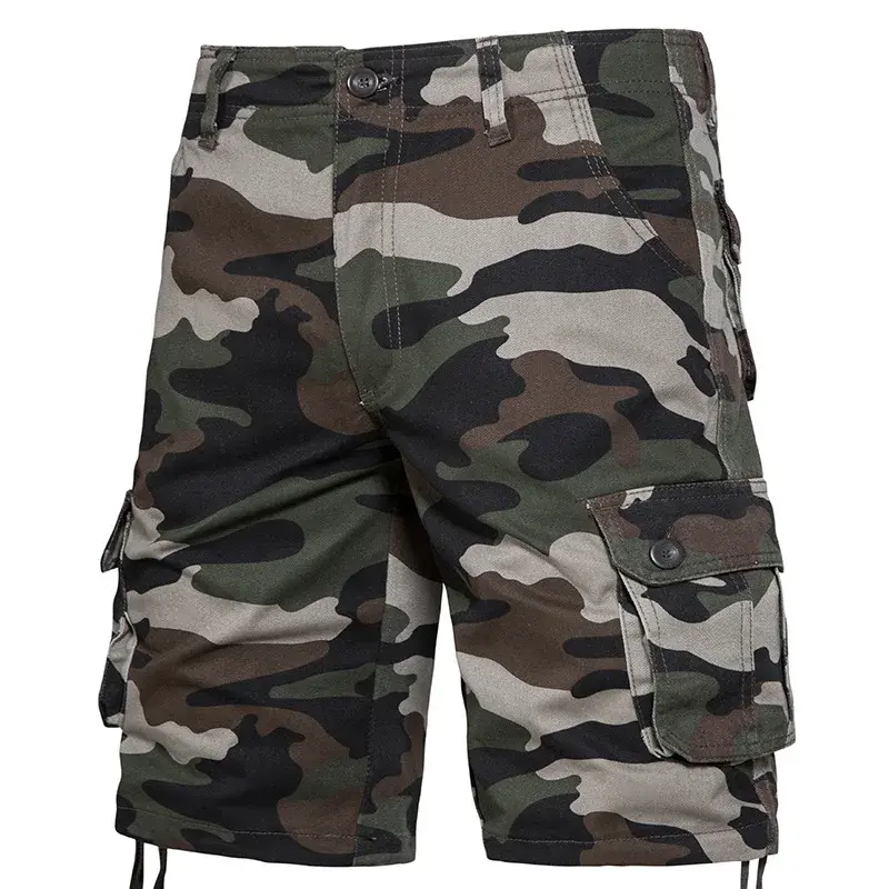Fashionable Camouflage Shorts Men's Casual Trendy Loose-fit Mid-waist Pure Cotton Cargo Pants For Summer