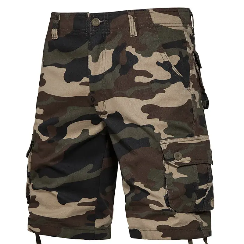 Fashionable Camouflage Shorts Men's Casual Trendy Loose-fit Mid-waist Pure Cotton Cargo Pants For Summer