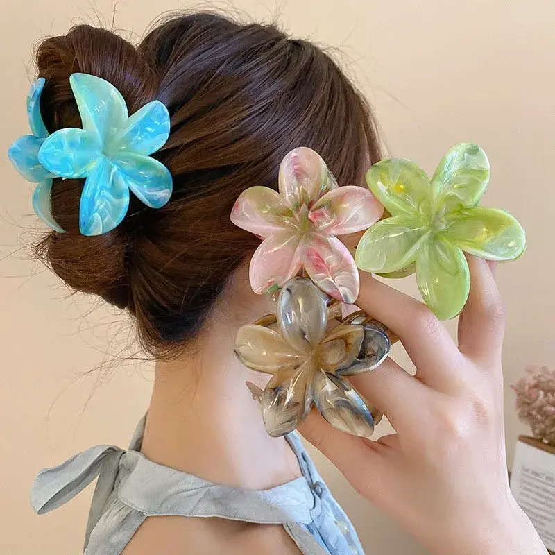 Large Size Shark Clamp Beach Vacation Half up Half down Hair Style Egg Flower Hair Accessory Professional Salon Hairpin