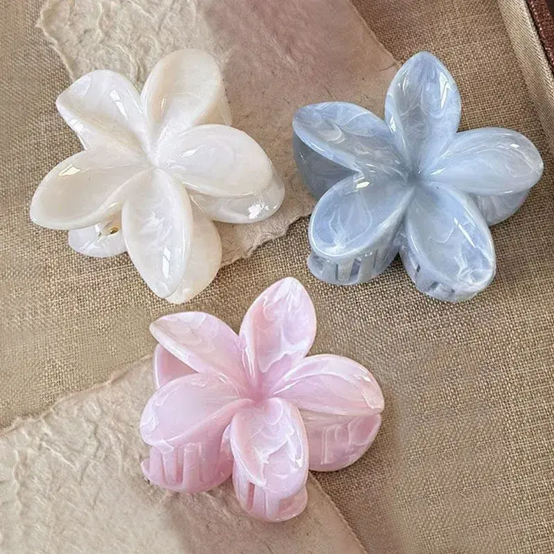 Large Size Shark Clamp Beach Vacation Half up Half down Hair Style Egg Flower Hair Accessory Professional Salon Hairpin