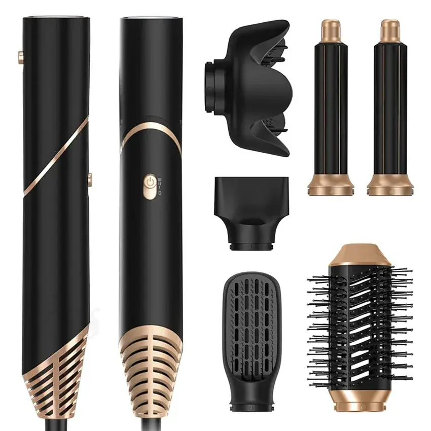 Six-In-One Foldable High-Speed Hot Air Comb Hair Dryer Non-Damaging Multi-Function Blow Dry Comb Curl And Straight Dual Use Hair