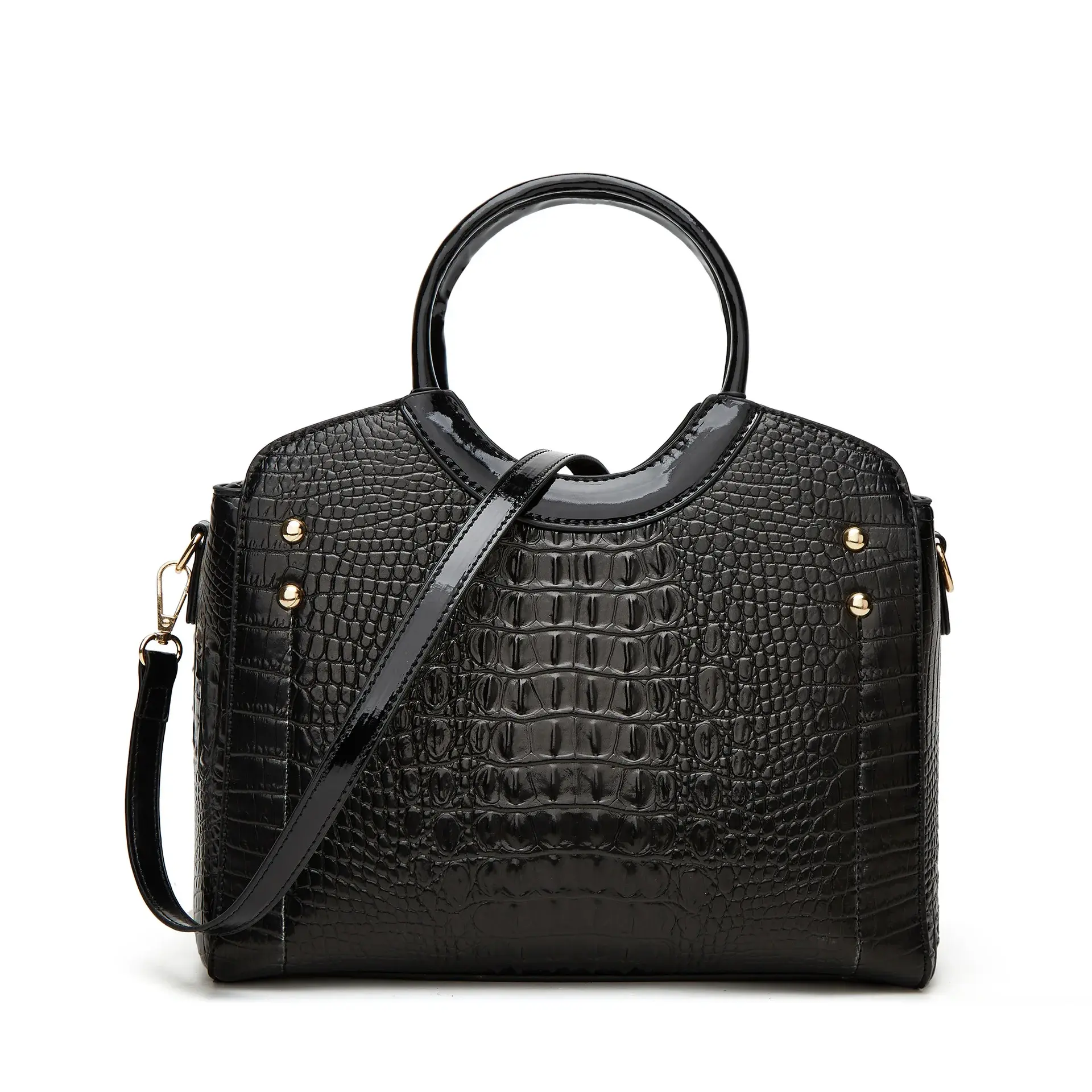 New Fashionable Large Capacity Crocodile Pattern Handbag Trendy Women's Crossbody Bag Quality Single Shoulder Bag Motorcycle Equ