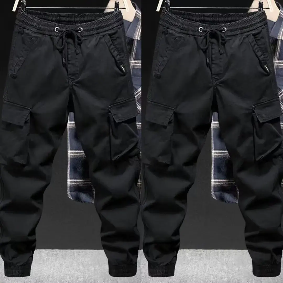 Fashionable Casual Pants Men's Loose-fit Youth Style Cargo Pants Solid Color Cropped Trendy Branded Footwear For Spring Autumn