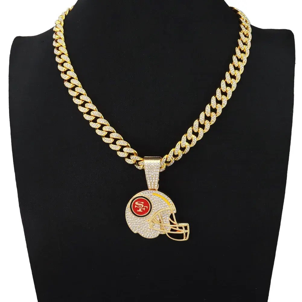 Embellished Olive Ball Pendant Necklace Cuban Chain Hip Hop Style Exaggerated Neck Pendant Punk Clavicle Chain Necklace