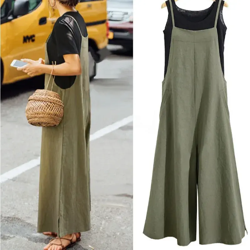 Loose Wide Leg Jumpsuit Casual Women's Long Pants Comfortable One-Piece Suiting Garment from Mainland China AE Stock