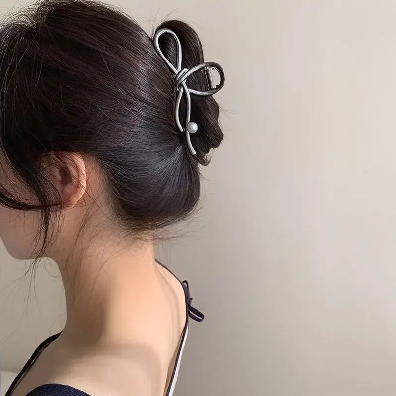 Korean Style Large Size Metal Hair Claw Simple Elegant Butterfly Knot Shark Clamp Women's Hair Accessories for Professional Salo