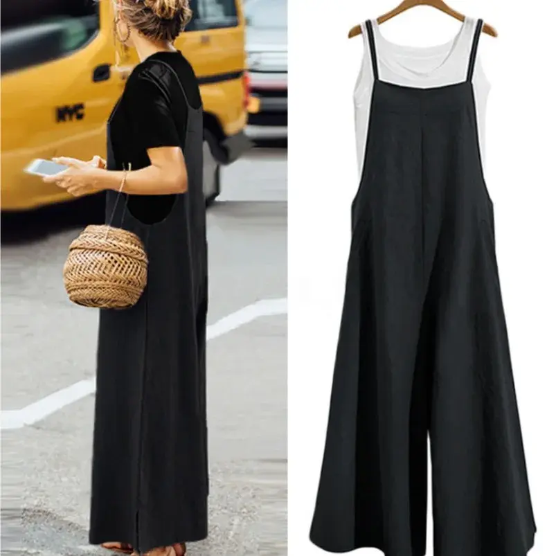 Loose Wide Leg Jumpsuit Casual Women's Long Pants Comfortable One-Piece Suiting Garment from Mainland China AE Stock