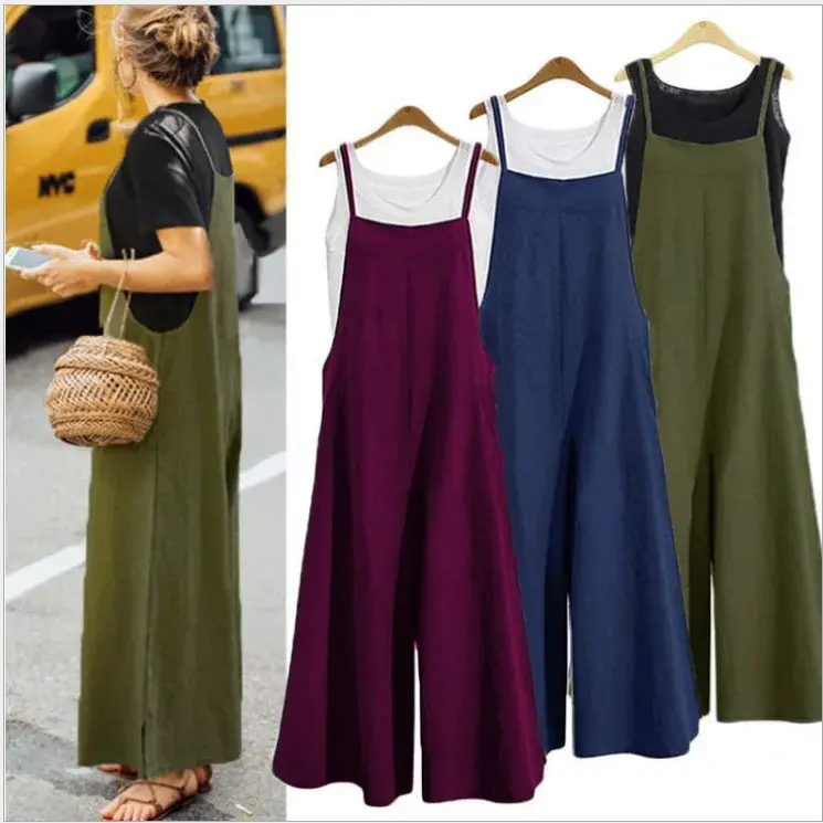 Loose Wide Leg Jumpsuit Casual Women's Long Pants Comfortable One-Piece Suiting Garment from Mainland China AE Stock