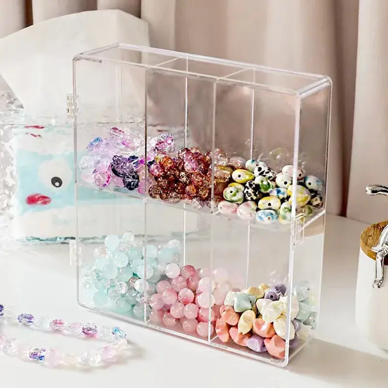 DIY Creamy Gel Beads Storage Box Handmade Beads Organizer Dustproof Multi-grid Partition Drawer Style Jewelry Making Box